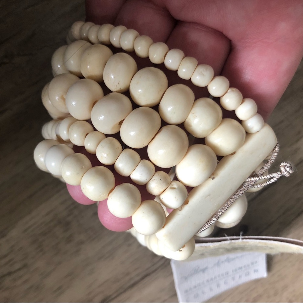 Wooden Bead Bracelet - White